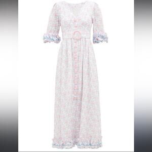 NWT Gul Hurgel Pink Multi linen belted Sun Maxi dress sz XS